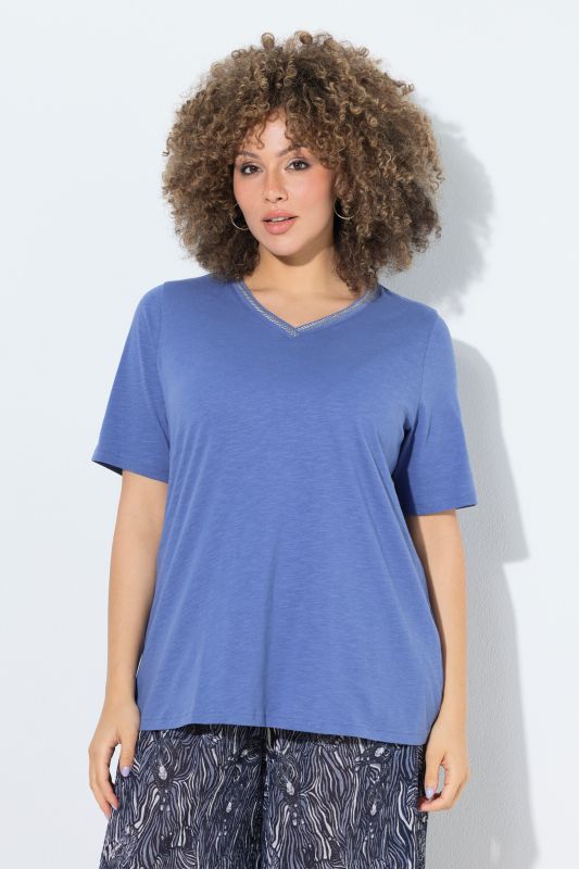 Metallic Embroidered Short Sleeve Tee