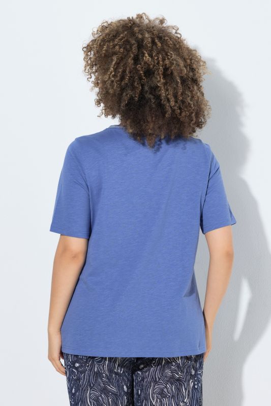 Metallic Embroidered Short Sleeve Tee