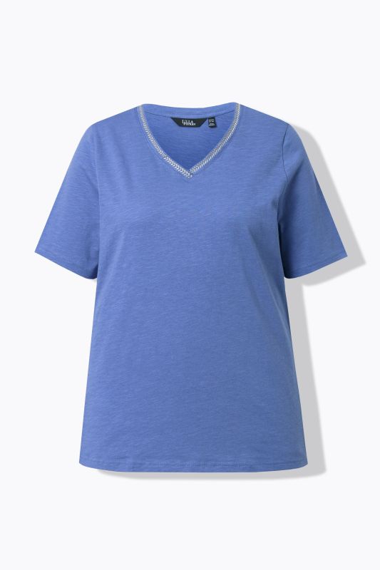 Metallic Embroidered Short Sleeve Tee