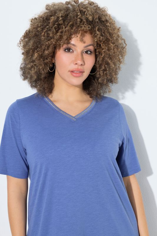 Metallic Embroidered Short Sleeve Tee