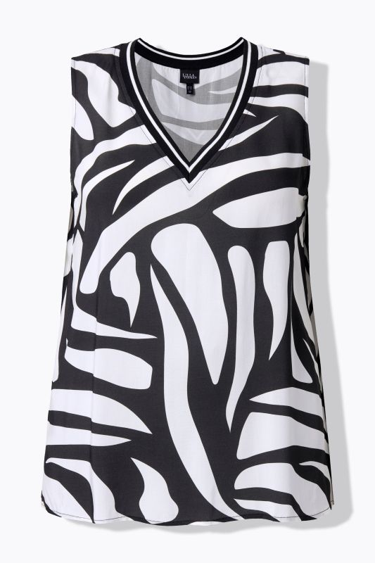 Monochromatic Print Sleeveless V-Neck Blouse
