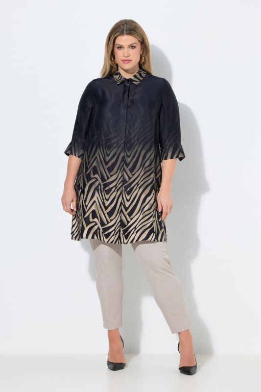 Geometric Print Satin Tunic Dress