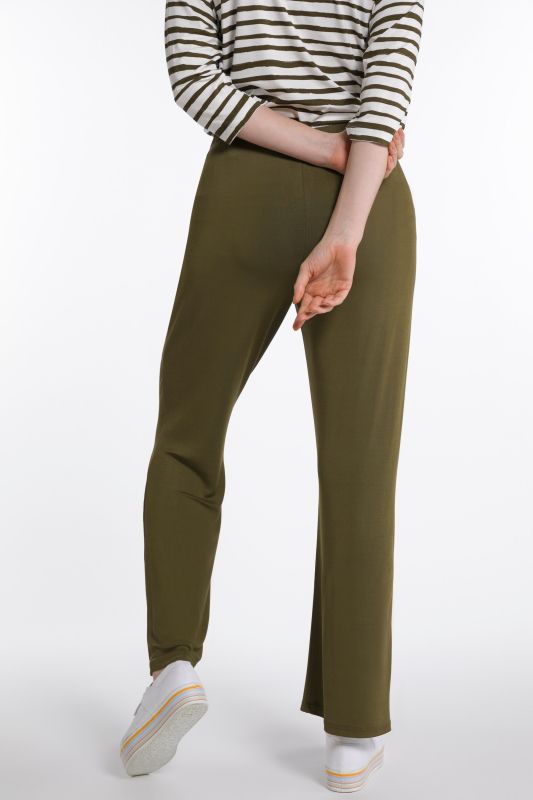 Flared Hem Elastic Waist Slinky Stretch Knit Pants
