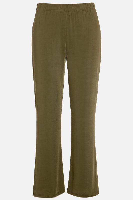 Flared Hem Elastic Waist Slinky Stretch Knit Pants