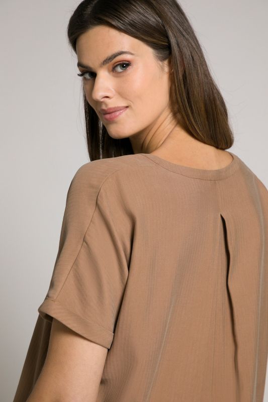 Textured Stripe Notch Neck Blouse