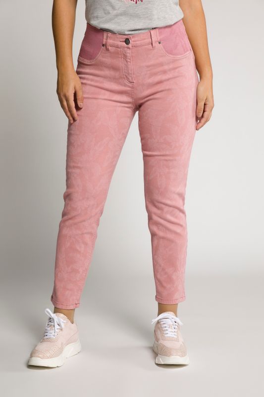 Subtle Floral Elastic Inset Slim Leg Sarah Fit Stretch Pants