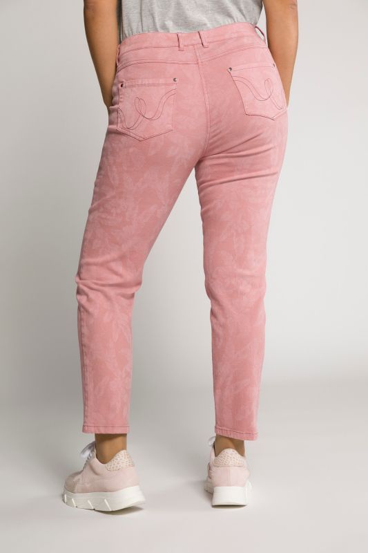 Subtle Floral Elastic Inset Slim Leg Sarah Fit Stretch Pants