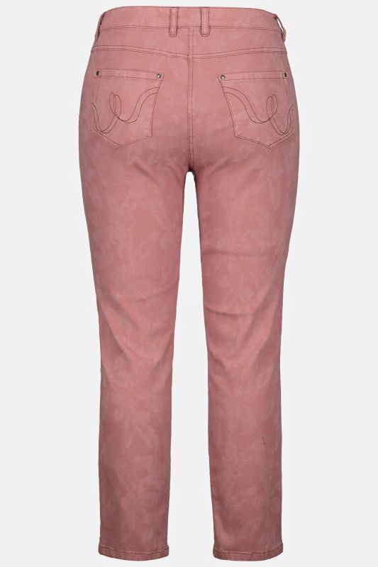 Subtle Floral Elastic Inset Slim Leg Sarah Fit Stretch Pants