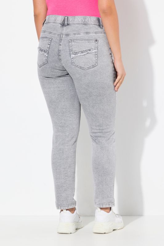 Grey Acid Wash Stretch Fit Jeans