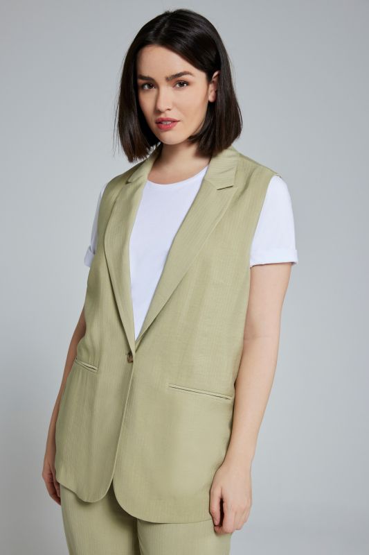 Fine Textured Stripe Button Front Vest