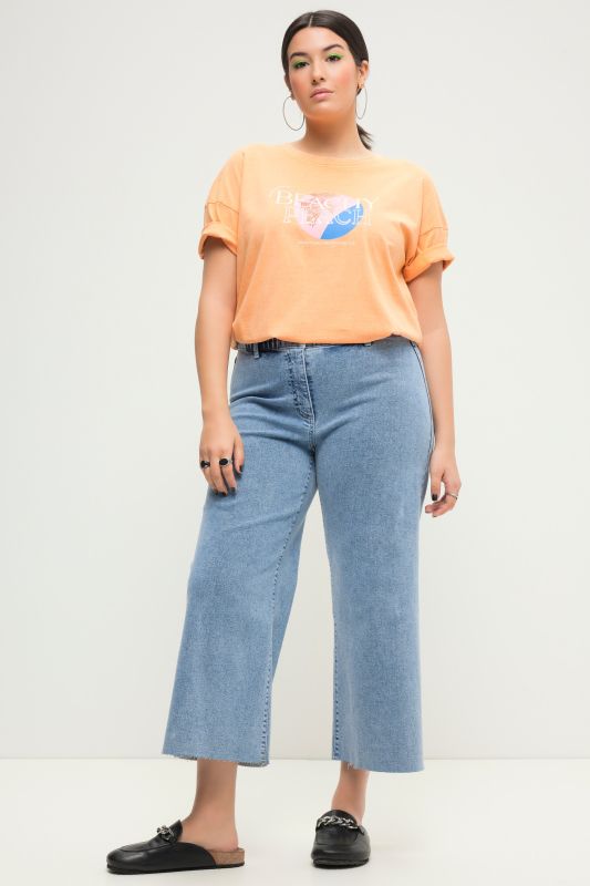 Culotte jeans, wide legs, cutted hem