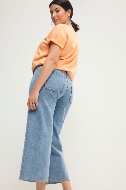 Culotte jeans, wide legs, cutted hem