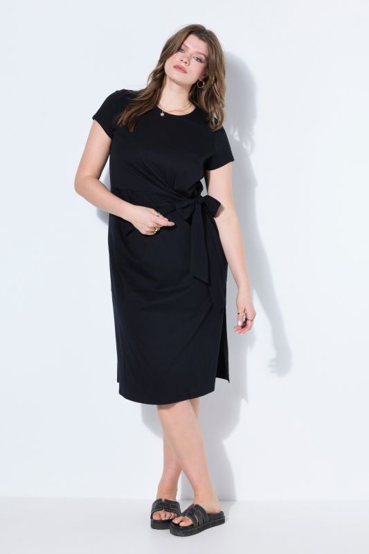 Tie Waist Midi Jersey Dress
