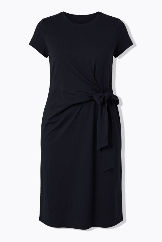 Tie Waist Midi Jersey Dress