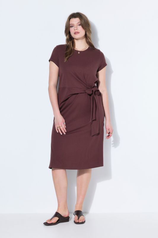 Tie Waist Midi Jersey Dress