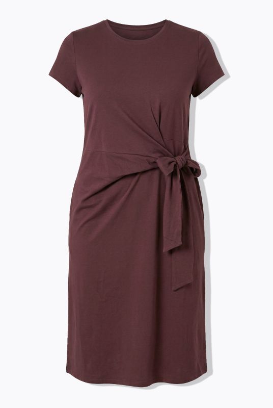 Tie Waist Midi Jersey Dress