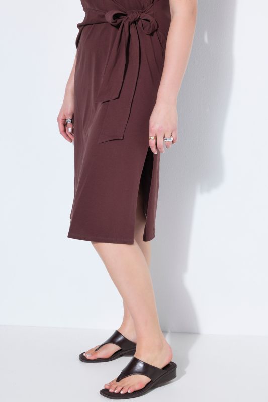 Tie Waist Midi Jersey Dress