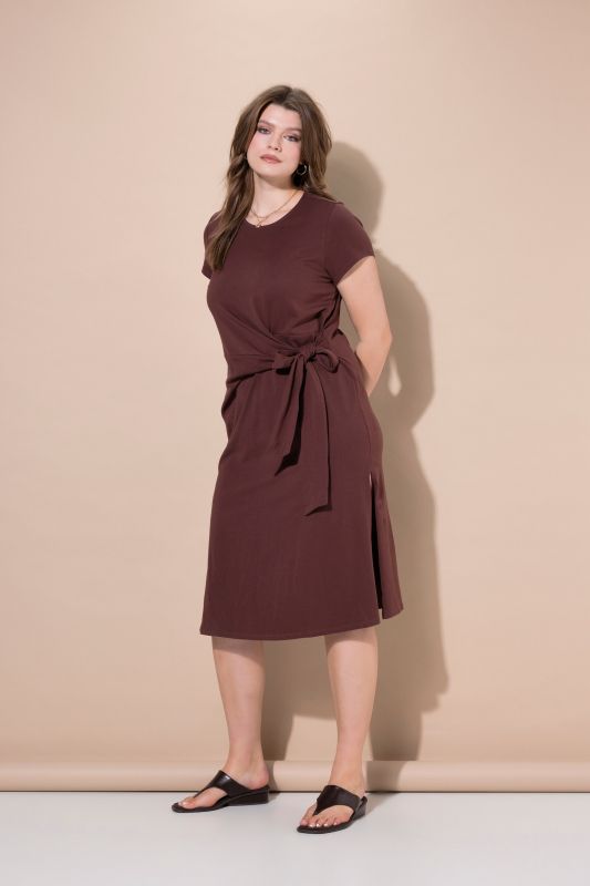 Tie Waist Midi Jersey Dress