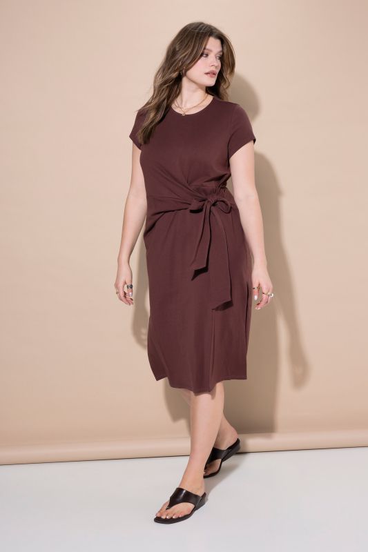 Tie Waist Midi Jersey Dress