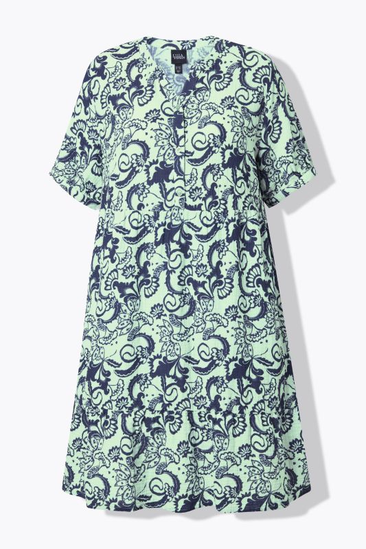 Floral Paisley Short Sleeve Muslin Dress