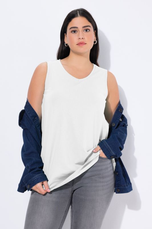 Essential V-Neck Stretch Cotton Tank