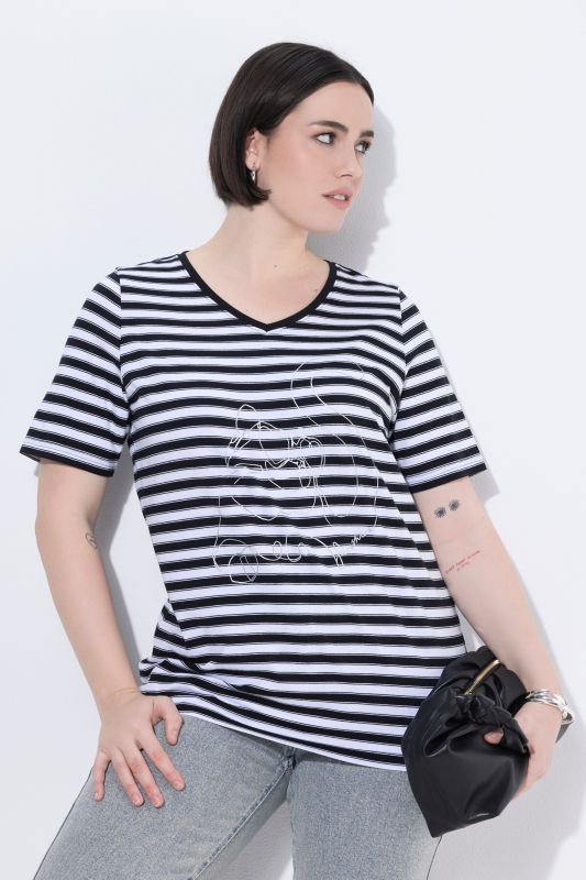Тениска с райета с метализиран животински принт