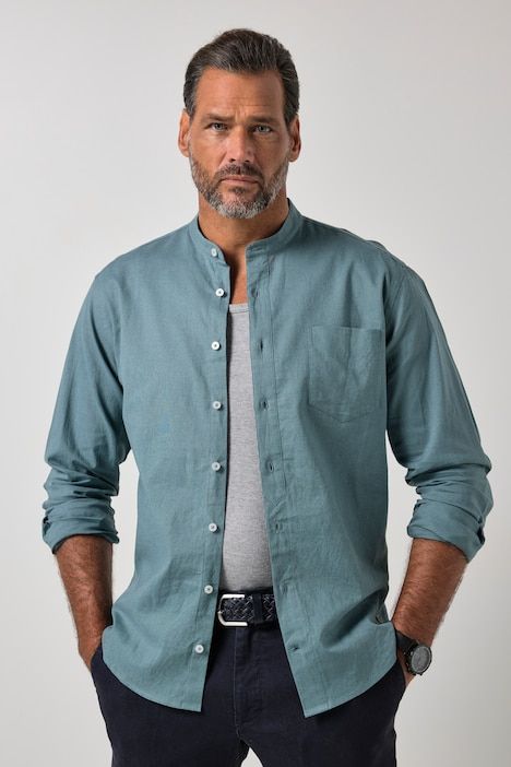 Long Sleeve Linen Blend Shirt