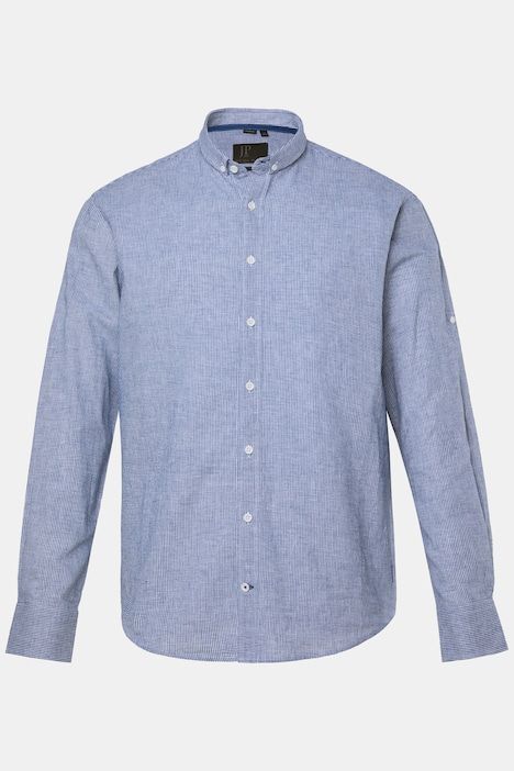 Linen-blend checked shirt