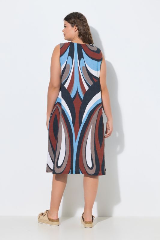 Water Marbled Sleeveless V-Neck Dress