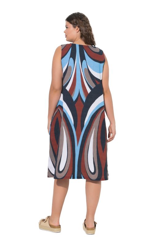 Water Marbled Sleeveless V-Neck Dress