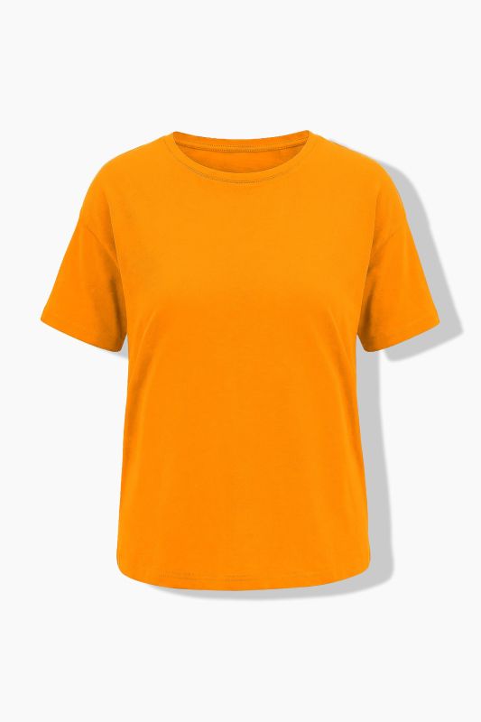 Round Neck Short Sleeve Relaxed Fit Cotton Tee