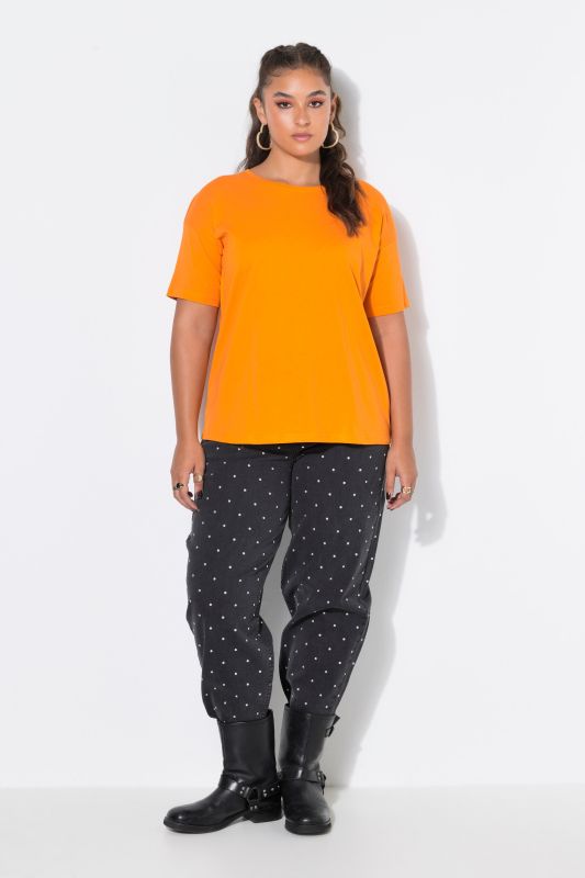 Round Neck Short Sleeve Relaxed Fit Cotton Tee