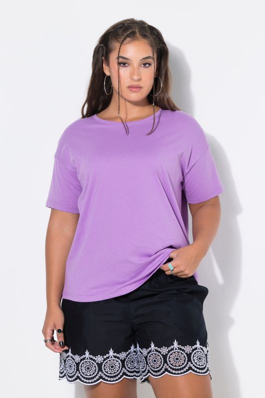 Round Neck Short Sleeve Relaxed Fit Cotton Tee