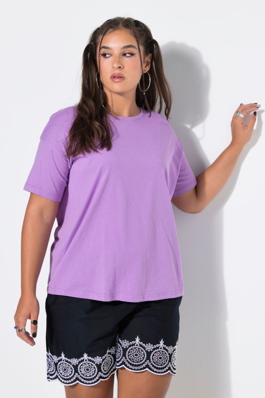 Round Neck Short Sleeve Relaxed Fit Cotton Tee