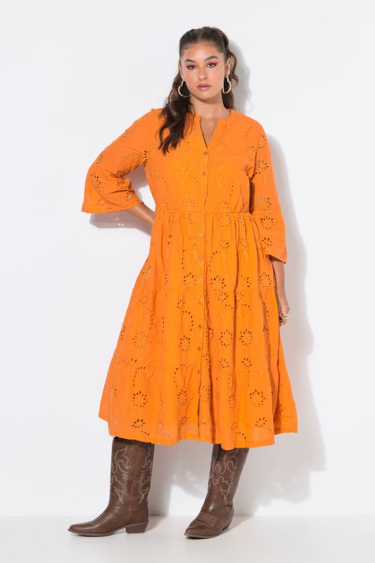 Eyelet Embroidered 3/4 Sleeve Dress
