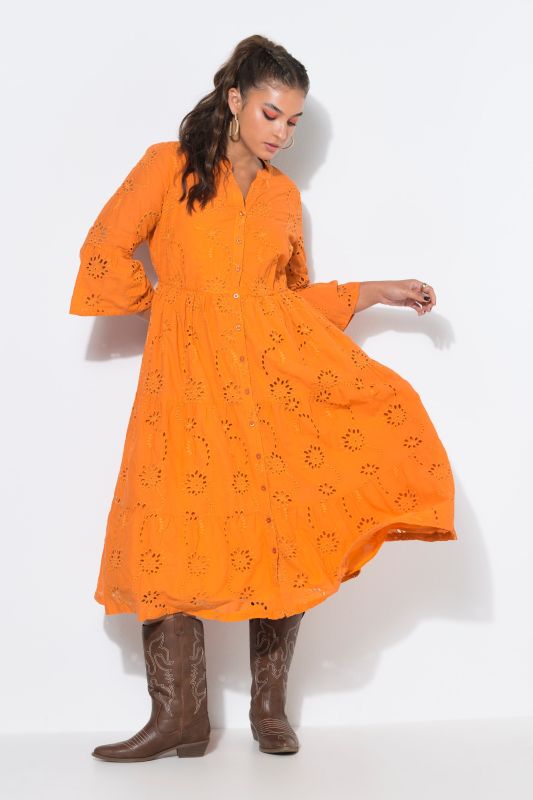 Eyelet Embroidered 3/4 Sleeve Dress