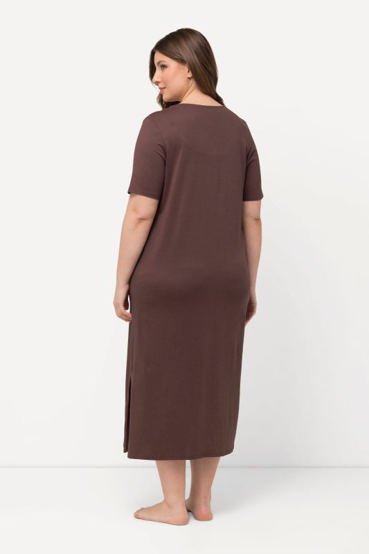 Eyelet Trim V-Neck Super Soft Cotton Blend Nightgown