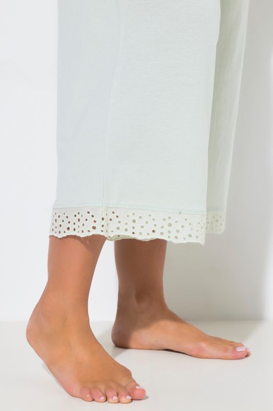 Eyelet Trim V-Neck Super Soft Cotton Blend Pajama Set