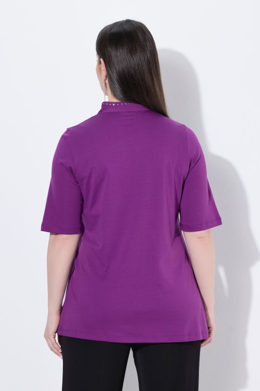 Rhinestone V-Neck Pima Cotton Tee