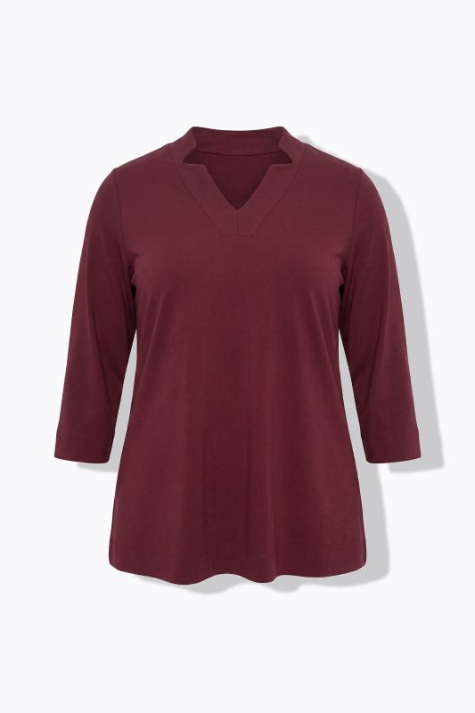 Split Neckline 3/4 Sleeve Tee