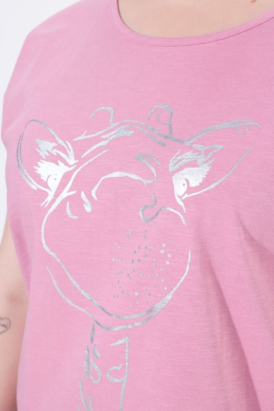 Metallic Animal Cap Sleeve Graphic Tee