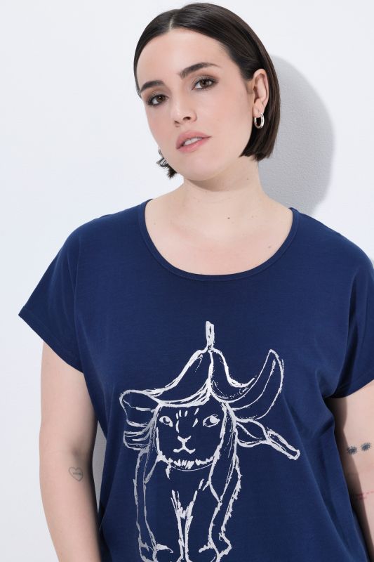 Metallic Animal Cap Sleeve Graphic Tee