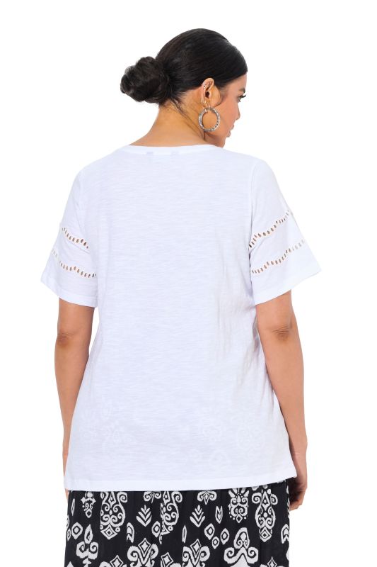 Openwork Detail Short Sleeve Tee