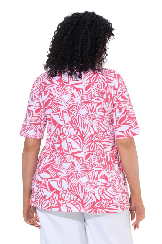 Abstract Foliage Short Sleeve Split Neck Tee