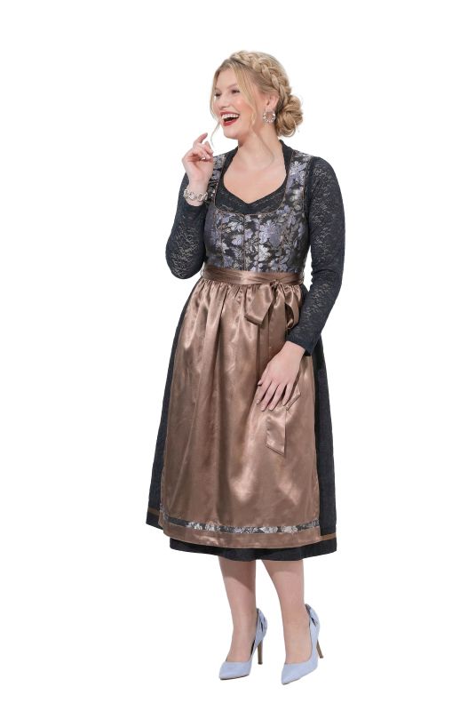 Floral Jacquard Satin Apron Dirndl