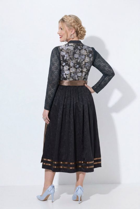 Floral Jacquard Satin Apron Dirndl