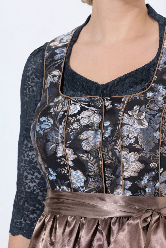 Floral Jacquard Satin Apron Dirndl