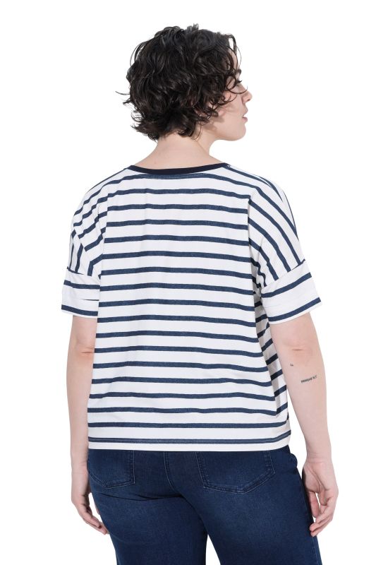 Bow Applique Short Sleeve Striped Tee
