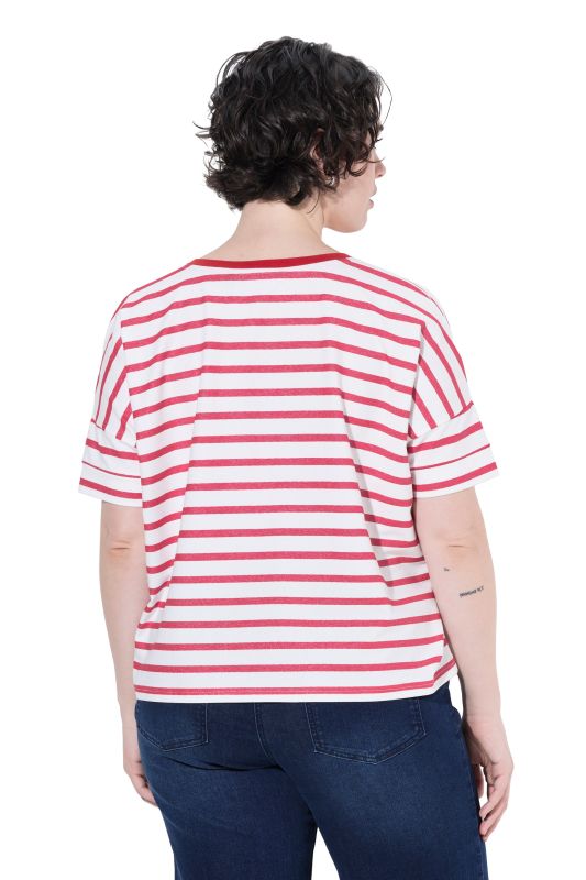 Bow Applique Short Sleeve Striped Tee