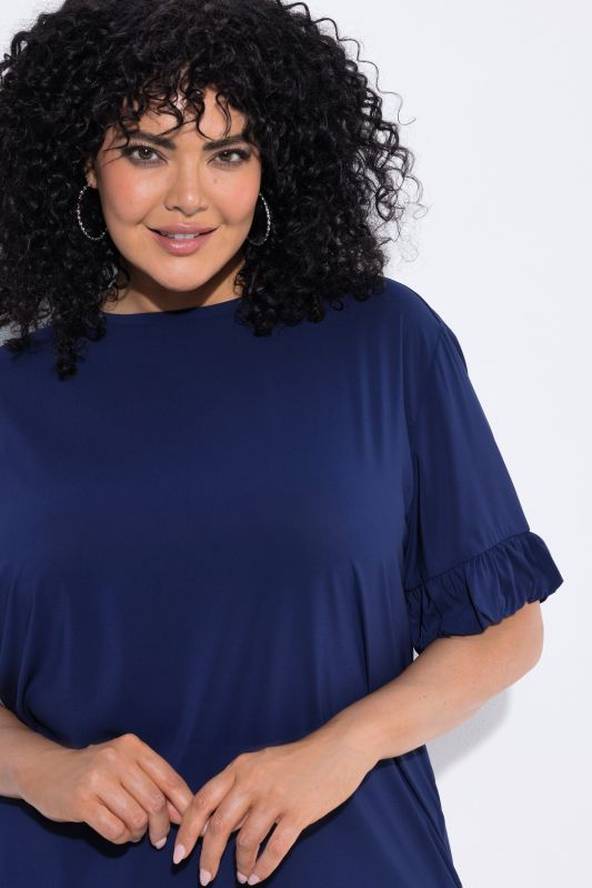 Mixed Material Ruffle Cuff Tee